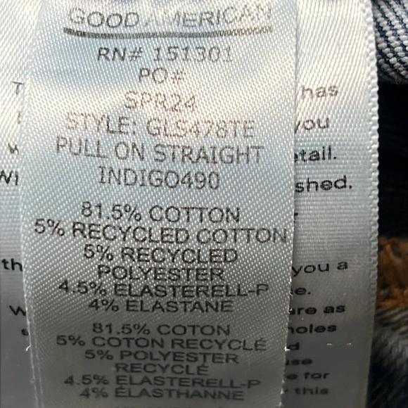Good American Pull on Straight Indigo Jeans.  Size Large. - Picture 10 of 12